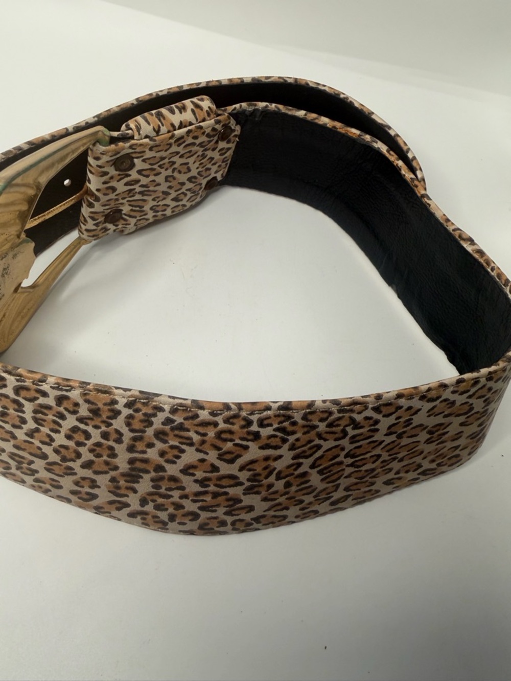 Vintage Gold-Accent Leopard Print Women's Statement Belt - Picture 7 of 16